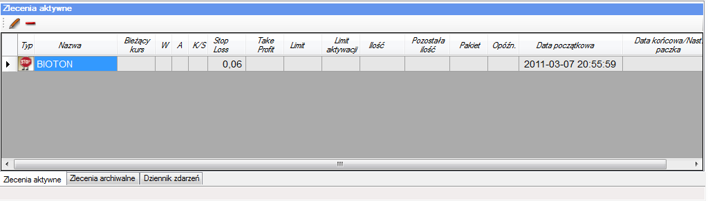 Wyboru papierów wartościowych, dla których wyświetlane są notowania w tabeli moŝemy dokonać klikając na pasku narzędziowym ikonę lub wybierając z menu Program opcję Wybór wyśw. papierów. Proces wyboru papierów opisany jest szczegółowo w punkcie 4.