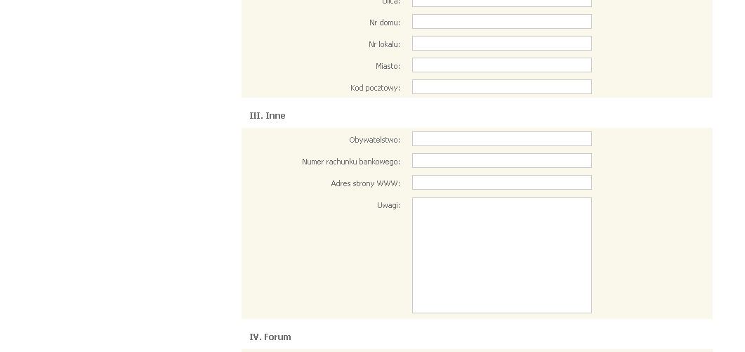 Twoje konto Lepszy (niż nasz) formularz. Zmienia się w zależności od tego, czy os fizyczna czy firma.