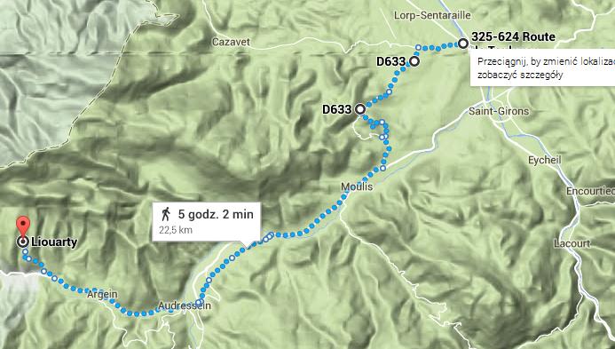 10.07 St Lizier - Buzan 25 km Należy z noclegu iść w dolinę w stronę Saint Girone i najlepiej cały czas iść droga asfaltem, ruch znośny.