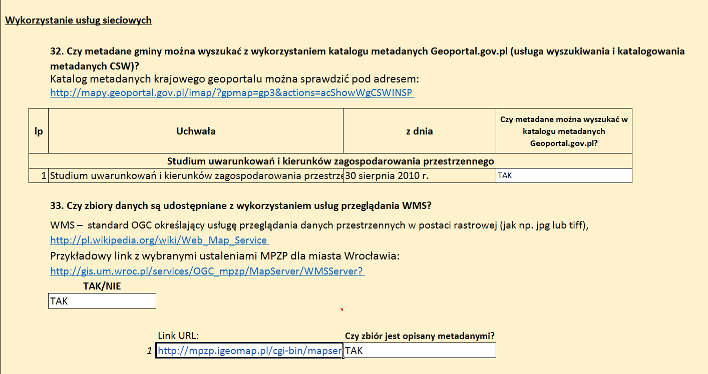 5. Usługi sieciowe Jeżeli we wcześniejszych pytaniach dotyczących Studium lub jego zmiany oraz
