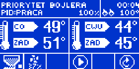 II.9.b) Priorytet bojlera W trybie tym najpierw załączana jest pompa bojlera (CWU), aż do osiągnięcia ustawionej temperatury.