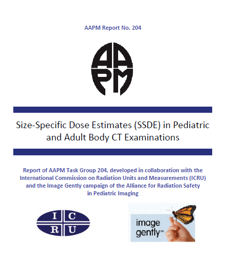 SSDE Size Specific Dose Estimate Raport Amerykańskiego Stowarzyszenia Fizyków Medycznych z 2011 roku ( TG204 ) opracowany został aby umożliwić oszacowanie dawki jaką otrzymuje pacjent w wyniku danej