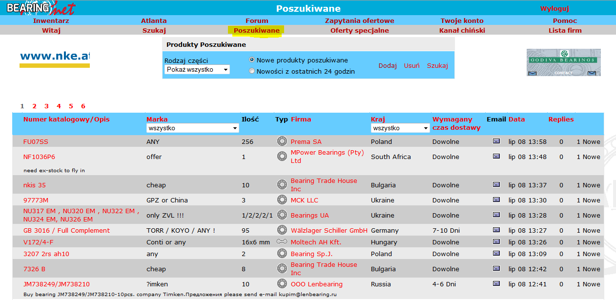Wstęp Ta strona BearingNet pozwala Ci na umieszczenie produktów, których poszukujesz.