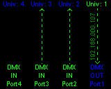 Do E-Gate DMX4 możemy nadawać z dwóch różnych linii ArtNet (sterowników), które znajdują się w tej samej podsieci.
