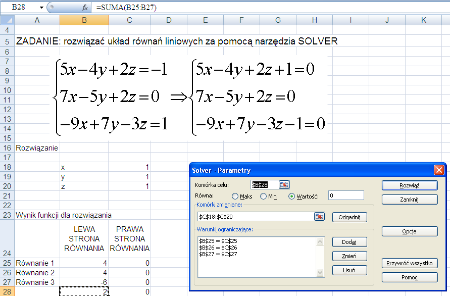 DODATEK SOLVER