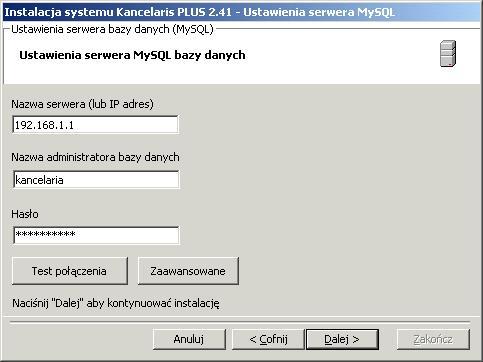 Aktualizacja konfiguracja połączenia z bazą danych System rozpoznaje ustawienia połączenia dla kolejnych stanowisk sieciowych na podstawie pliku mysql.