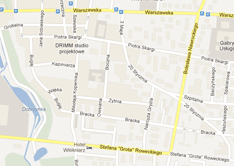 Mapa 3: Miasto Pabianice z zaznaczeniem orientacyjnego położenia wycenianej nieruchomości.
