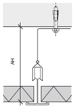 Podwieszenie krótkie Typ 21,1 AH = 100 mm Klips CMC Typ 21,8 AH = 80 mm Klips CMC Typ 21,5 AH = 50 mm Klips CMC tylko do płyt o grubości 15/25