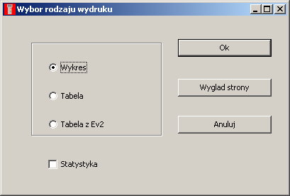 RODZAJ DRUKU W menu [Rodzaj druku] możesz wybrać ogólne parametry wydruku protokołu z przeprowadzonych badań.