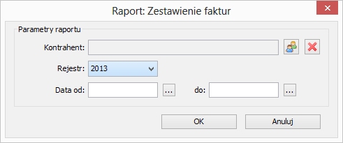 Rozdział 4 4 Raporty 4.1 Zestawienie faktur Za pomocą raportu dostępnego w menu Raporty Zestawienie faktur możliwe jest wygenerowanie zestawienia faktur sprzedaży za dany okres. Po wybraniu ww.
