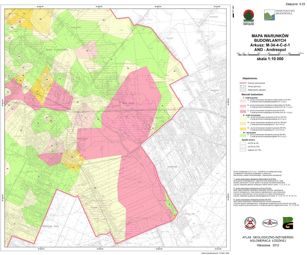 Mapę warunków budowlanych opracowano z przeznaczeniem dla potrzeb planowania przestrzennego (do opracowań fizjograficznych) oraz projektowania obiektów budowlanych, a także oceny