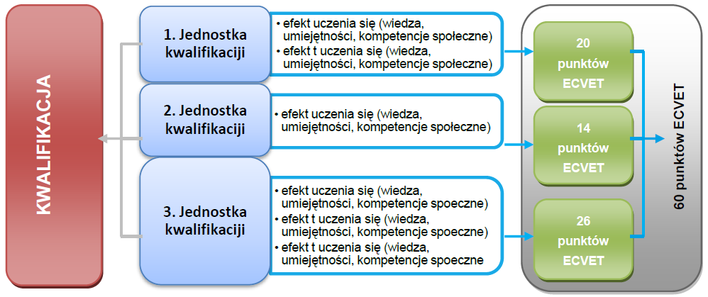 System ECVET struktura kwalifikacji Źródł: Opracwanie własne na pdstawie: Lumi-Messerer, K., Tritscher-Archan, S.