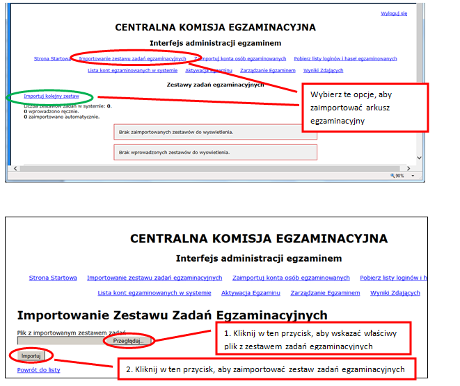 1. Importowanie zestawu zadań