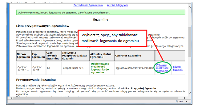 Zakończenie egzaminu Pobranie i archiwizacja wyników