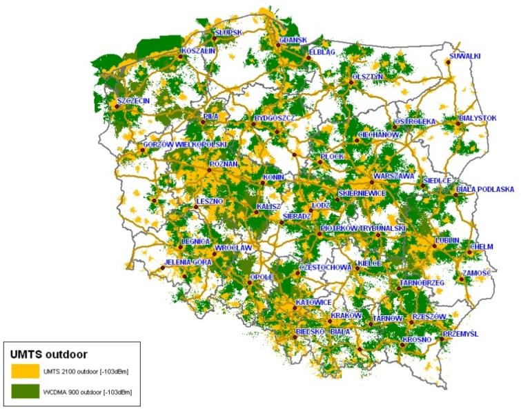 Rozwój sieci LTE/HSPA+ Zasięg Q1 2012 Zasięg Q1 2014 Ok. 80% populacji w zasięgu 3G (HSPA+/HSDPA) w 1Q 2012 Ok.