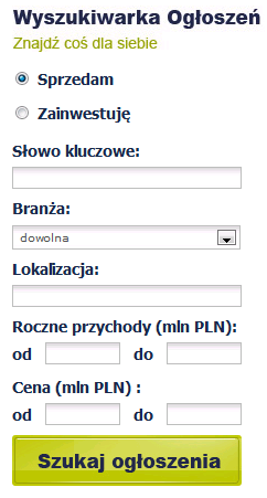 4.2. OGŁOSZENIE KUPIĘ/ZAINWESTUJĘ Należy wypełnić formularz ogłoszeniowy podając wszystkie wymagane informacje oraz preferencje dotyczące poszukiwanej inwestycji.