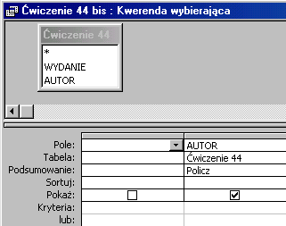 Zobaczymy ilość autorów w poszczególnych wydaniach, ale w tym widoku nie dowiemy się ilu ich jest w całej bazie.