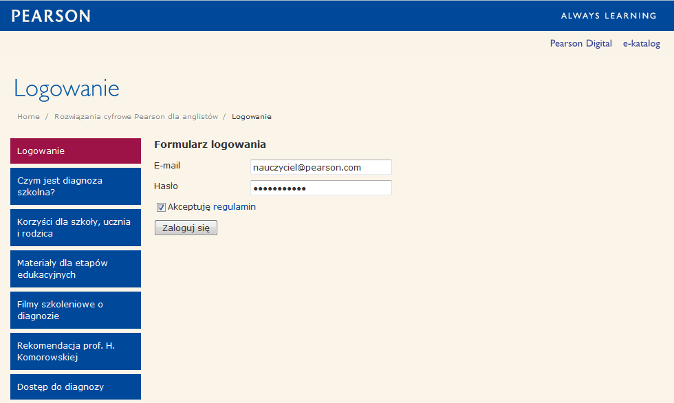 należy najpierw wejść na stronę diagnoza.pearson.