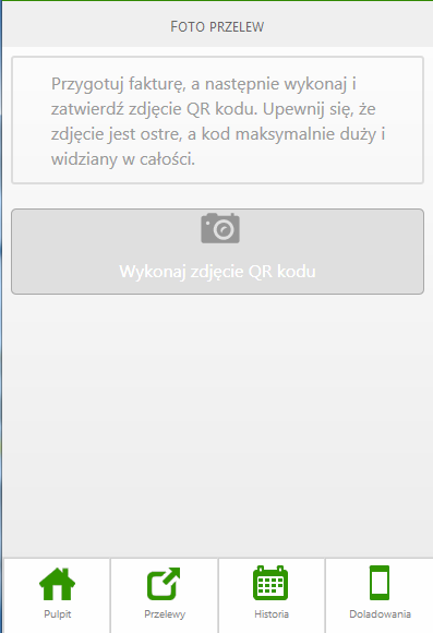 Po wybraniu przycisku przelewy z dolnego menu na ekranie głównym lub w oknie PULPIT lub z innego okna, zostanie
