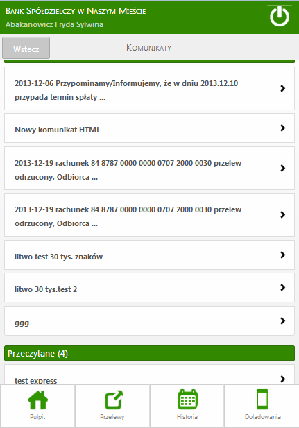 Rys. 25. Komunikaty 13.
