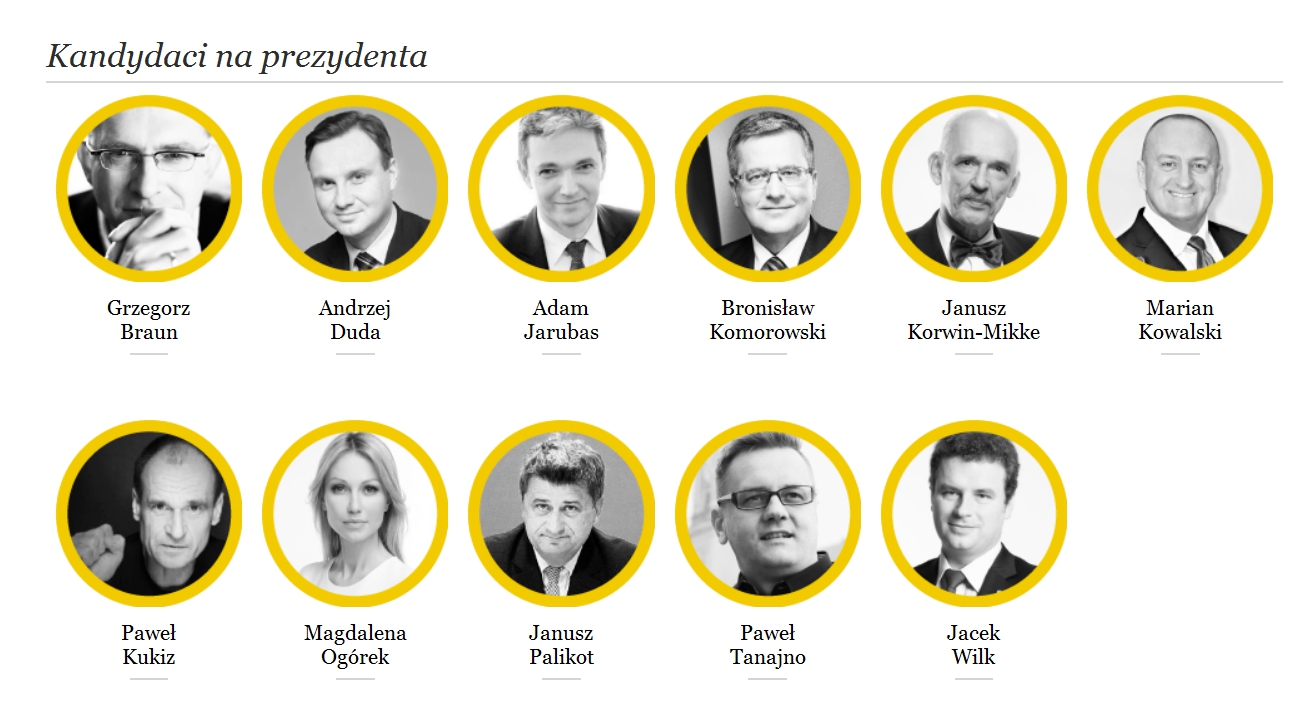 Sylwetki wszystkich kandydatów startujących w wyborach prezydenckich zebrane w jednym miejscu, na www.mamprawowiedziec.pl Łap za słówka kandydatów Autorzy strony MamPrawoWiedziec.