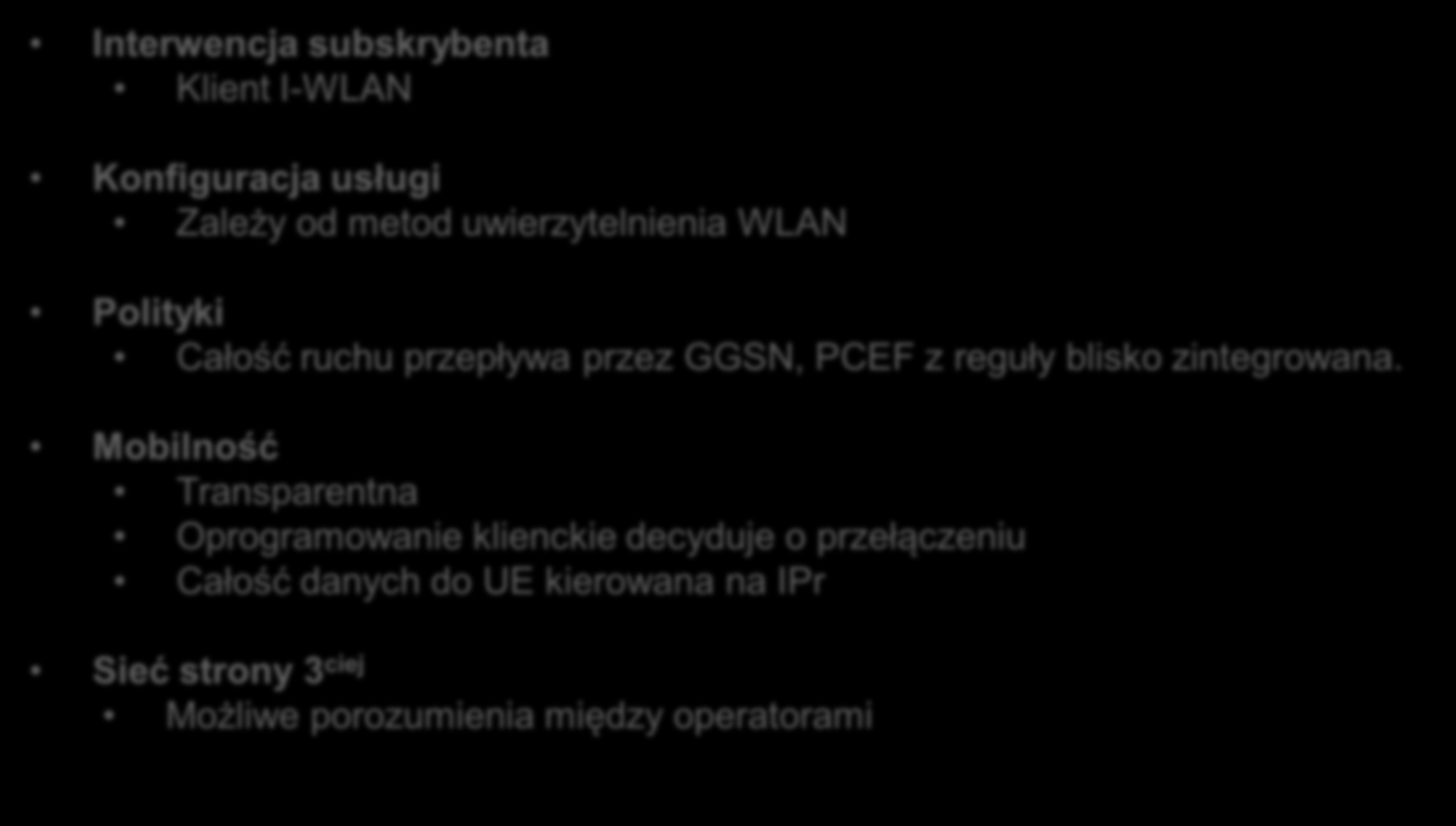 I-WLAN Client IPw 3 rd Party Interwencja subskrybenta Klient I-WLAN Hot Zone Konfiguracja usługi Zależy od metod uwierzytelnienia WLAN 3. 4. Hot Spots ISG Całość danych do UE kierowana na IPr 1.