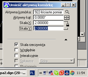 Z Głównej Palety wybierz ikonę Umieść aktywną komórkę, zmień skalę X i Y znaku na 2: Znaki wstawiamy za pomocą myszki (oczywiście