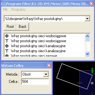 4.7 Umieszczenie celek z obrotem. Niektóre z symboli geodezyjnych wymagają umiejscowienia w określonym kierunku. (kratki ściekowe, wywietrzniki itp.