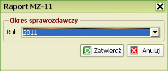 Raporty do GUS MZ 11 Wpisz Okres sprawozdawczy, klikając ikonkę Po wypełnieniu formularza naciśnij