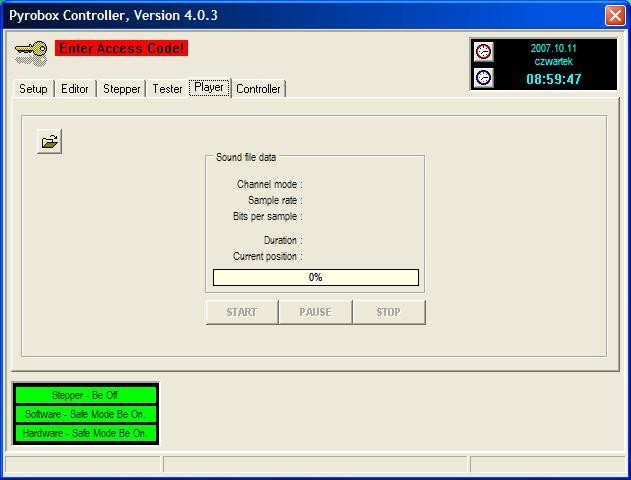 przycisk Load sound file - ładuje plik wav do odtwarzacza 2.