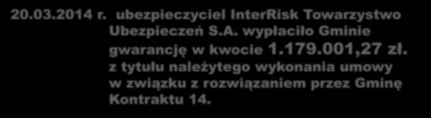BUDOWA KANALIZACJI SANITARNEJ KONTRAKT 14 Iława-Sowiny, cz. I Oś. Słonecznego WSTRZYMANIE PRAC 20.03.2014 r.