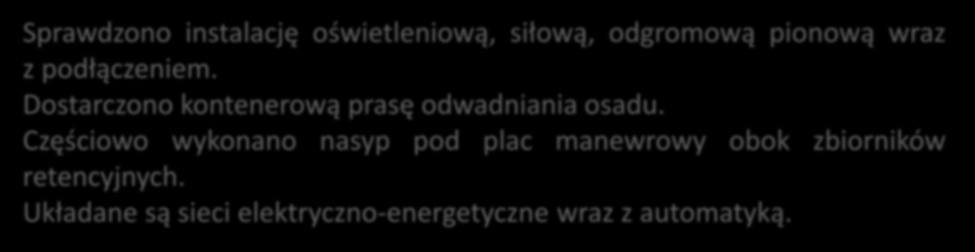 POSTĘP PRAC BUDOWLANYCH NA STACJI UZDATNIANIA WODY W SZPROTAWIE Zamontowano pompy wirowe i dmuchawy w