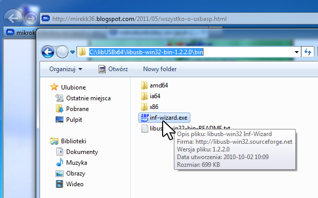 7 S t r o n a 3. Instalacja sterowników w dowolnym systemie Windows Pliki sterowników dla USBASP pod dowolny system MS Windows można pobrać z linku poniżej: http://www.atnel.