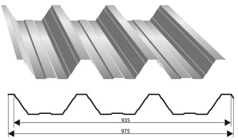 Cennik pokrycia dachowe TRAPEZ T-60 Szerokość całkowita: 1015 mm Szerokość krycia rzeczywistego: 985 mm Grubość blachy: 0,7-1,25 mm Zalecana długość : max 12 mb Wysokość profilu: 60 mm szer.efekt.