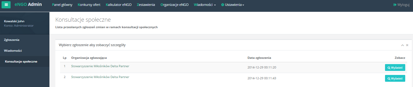 Po poprawnym uzupełnieniu wszystkich trzech pól należy kliknąć przycisk Dodaj, znajdujący się w lewym dolnym rogu, w celu zapisania informacji i wysłania jej do użytkowników.