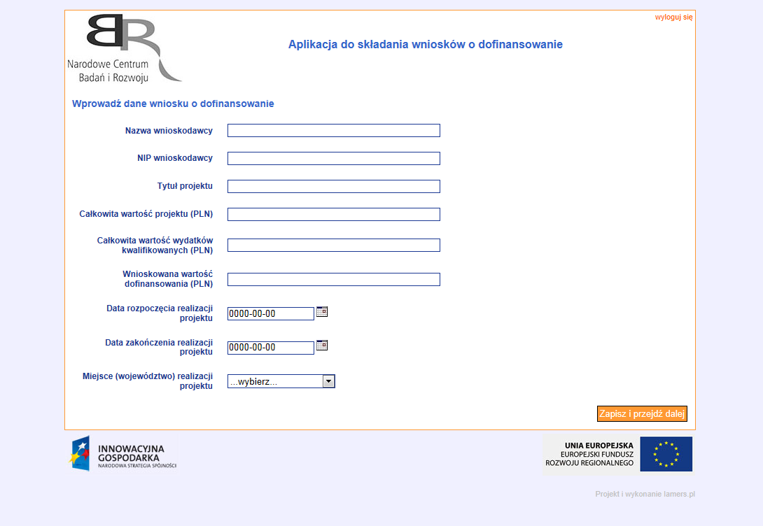 Należy wypełnić pola Login i Hasło (podane przy rejestracji w systemie) i kliknąć