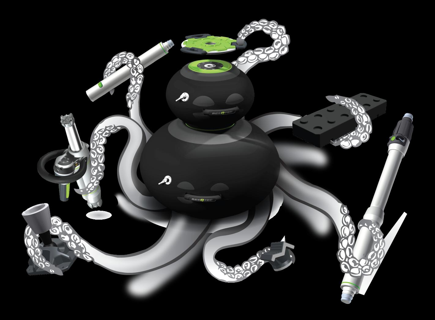 Octopus, to pierwszy i jedyny na świecie system, który integruje narzędzia hydrauliczne z najmocniejszymi i najbardziej wszechstronnymi poduszkami owalnymi