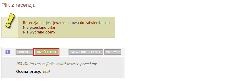 Aby recenzja została przesłana do systemu USOS oraz pojawiła się do wglądu na koncie autora pracy, jak również pozostałych osób związanych z pracą należy ją zatwierdzić poprzez wybór ZATWIERDŹ