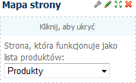 Str. 72 Moduł e-sklep v. 4.0 Rys. 103 Plugin Mapa strony. Dodatkowym elementem, który pojawia się na pluginie Mapa strony jest lista katalogów, w jakich są grupowane towary. Rys. 104 Plugin Mapa strony.