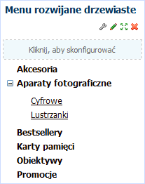 Str. 74 Moduł e-sklep v. 4.0 Rys. 109 Plugin Menu rozwijane drzewiaste. Menu charakteryzuje się strukturą drzewiastą.