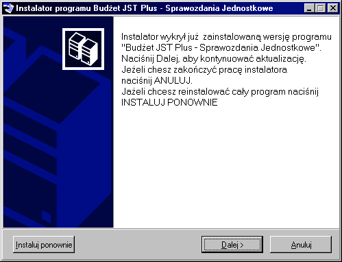 1. Wo'y pyt z programem Budet JB Plus do napdu CD. 2. Automatycznie pojawia si program instalatora. 3. Jeli instalator nie uruchomi si to nale'y; uruchomi mened'era plików ( np.