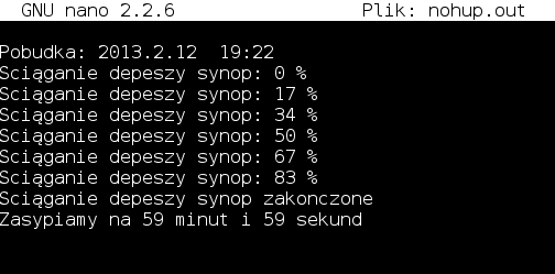 Opcje -gsod -son oraz -syn (z odpowiednimi parametrami) umożliwiają ściągnięcie odpowiednio raportów gsod, danych radiosondażowych i depeszy synoptycznych z zadanych lat, miesięcy i dni.