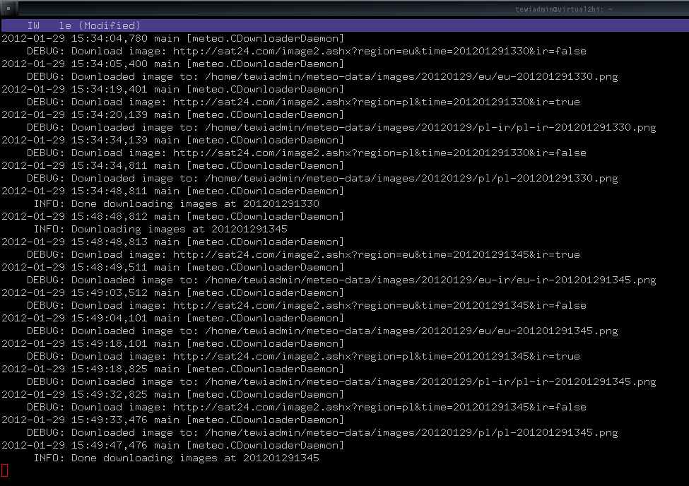 Przykładowe uruchomienie programu Meteo Downloader Daemon: Uwaga: funkcjonalność programu Meteo Analysis dotycząca importowania oraz