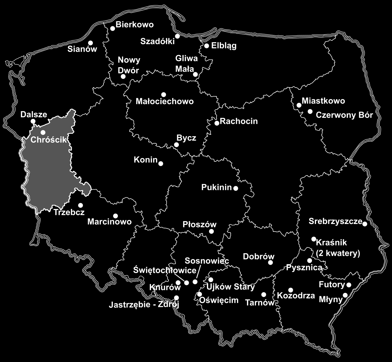Green Key Aktualizacja programu usuwania wyrobów azbestowych Ryc. 2. Lokalizacja składowisk odpadów zawierających azbest Żródło: opracowanie własne na podstawie bazaazbestowa.gov.pl stan na 01.01.2015 r.