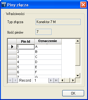 B.10. ZARZĄDZANIE KONEKTORAMI PRZY POMOCY BAZY DANYCH Standard Nowa właściwość "Piny złącza" została dodana do Bazy danych, która pozwala na definiowanie numerów pinów obecnych w konektorze.