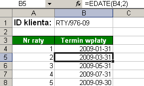 Trik 3 Lista dat późniejszych o określoną liczbę miesięcy http://www.excelwpraktyce.pl/eletter_przyklady/eletter147/3_kolejne_miesiace.zip Twoja firma prowadzi ratalną sprzedaŝ produktów.