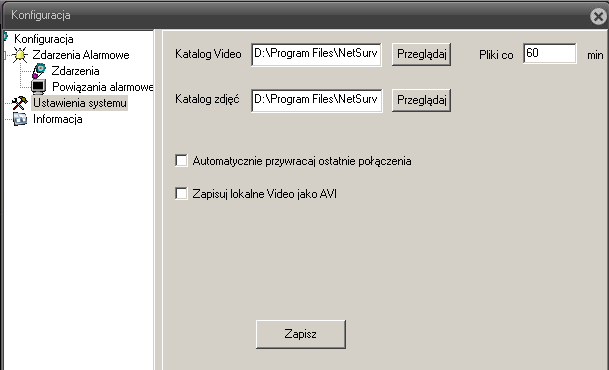 1.4.1 Zdarzenia Alarmowe Możliwe zdarzenia wywołujące alarm to: - Detekcja ruchu - Brak video - Zasłonięcie kamery Skutkiem alarmu będzie ustawione przez użytkownika odtwarzanie pliku dźwiękowego. 1.