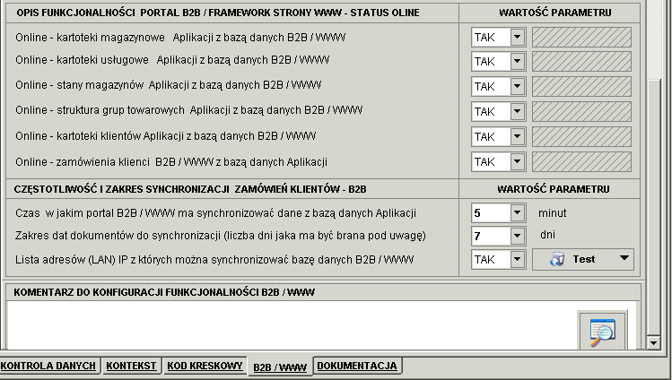 Konfiguracja do funkcjonalności Portal B2B Parametry Podatnika 1.