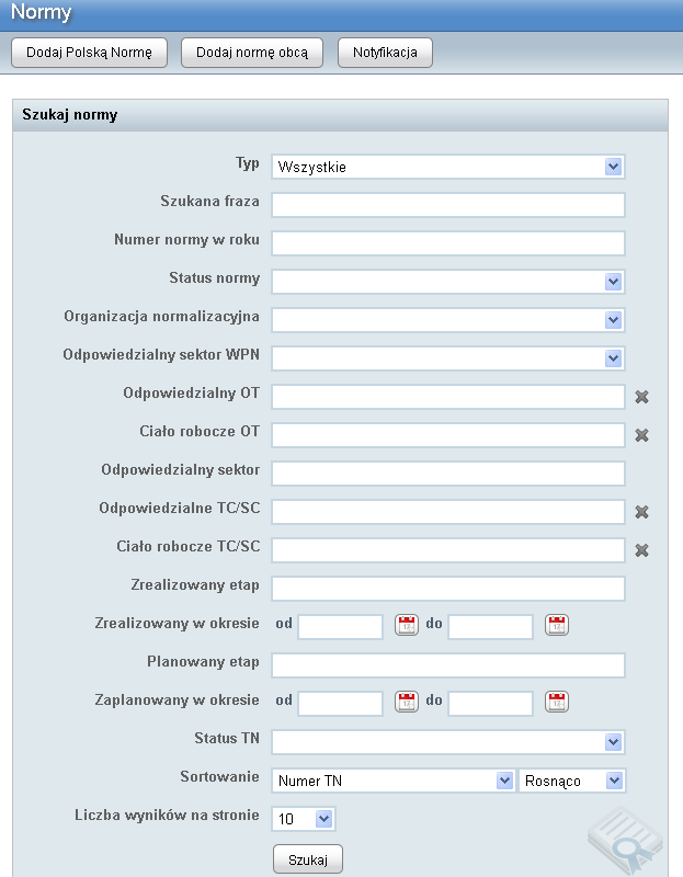 Rysunek 7: Formularz wyszukiwania norm 5.1.3.