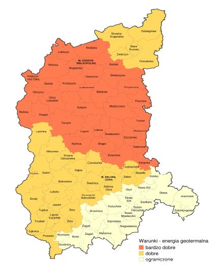 Perspektywy rozwoju OZE na terenie województwa lubuskiego energetyka geotermalna Wysokie koszty wynikające z konieczności sporządzenia szczegółowych badań geologicznych już na poziomie planowania